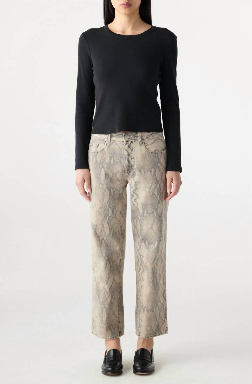 NEW AMO bille wide straight leg pant in python cloud grey